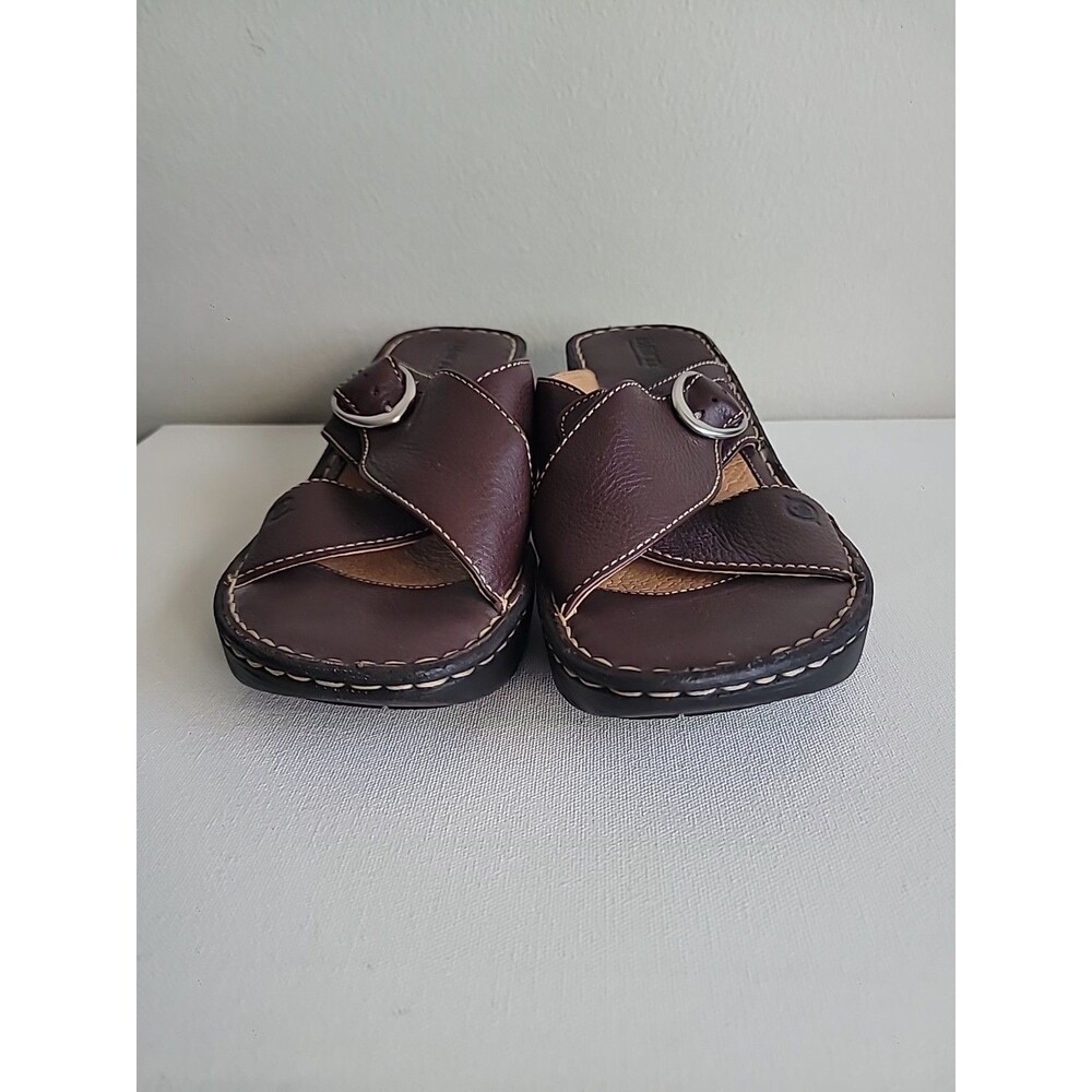 Born Dark Brown Leather Wedge Sandals - Picture 5 of 9